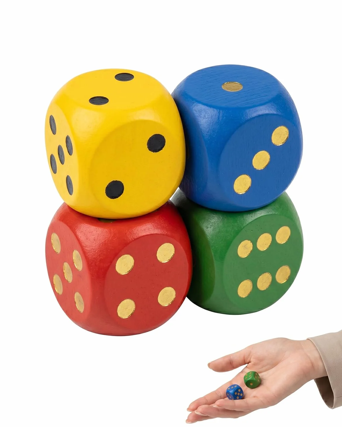 4 Pezzi Grandi Dadi da Gioco 30mm Colorati Naturali per Bambini, Anziani, Giochi da Tavolo, Casa, Feste, Giochi di Dadi, Matematica