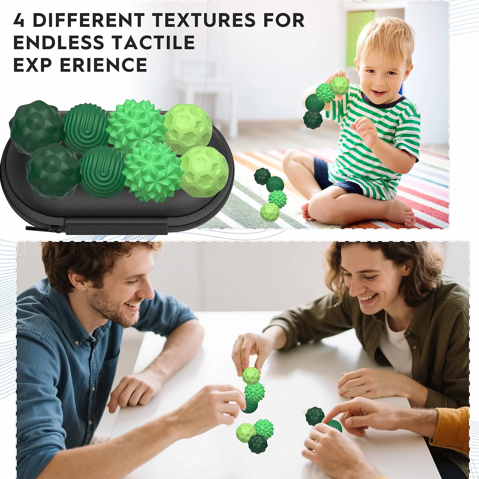 8 Pezzi Magnetiche Antistress in Silicone, Palle Magnetiche Anti-Stress, Fidget Toys Sensoriali Portatili con Texture Varie, Sfere di Acupressure, Anti-Stress Anxiety Toy per Adulti e Bambin (Verde)