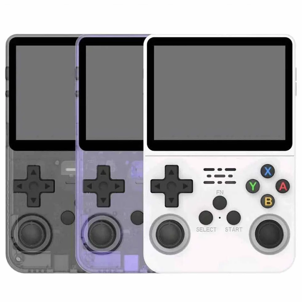 Console di gioco portatile retrò, R36S, display IPS da 3,5 pollici, scheda TF da 64 GB, oltre 10.000 giochi, con sistema Linux open source (lingua italiana non garantita), bianco