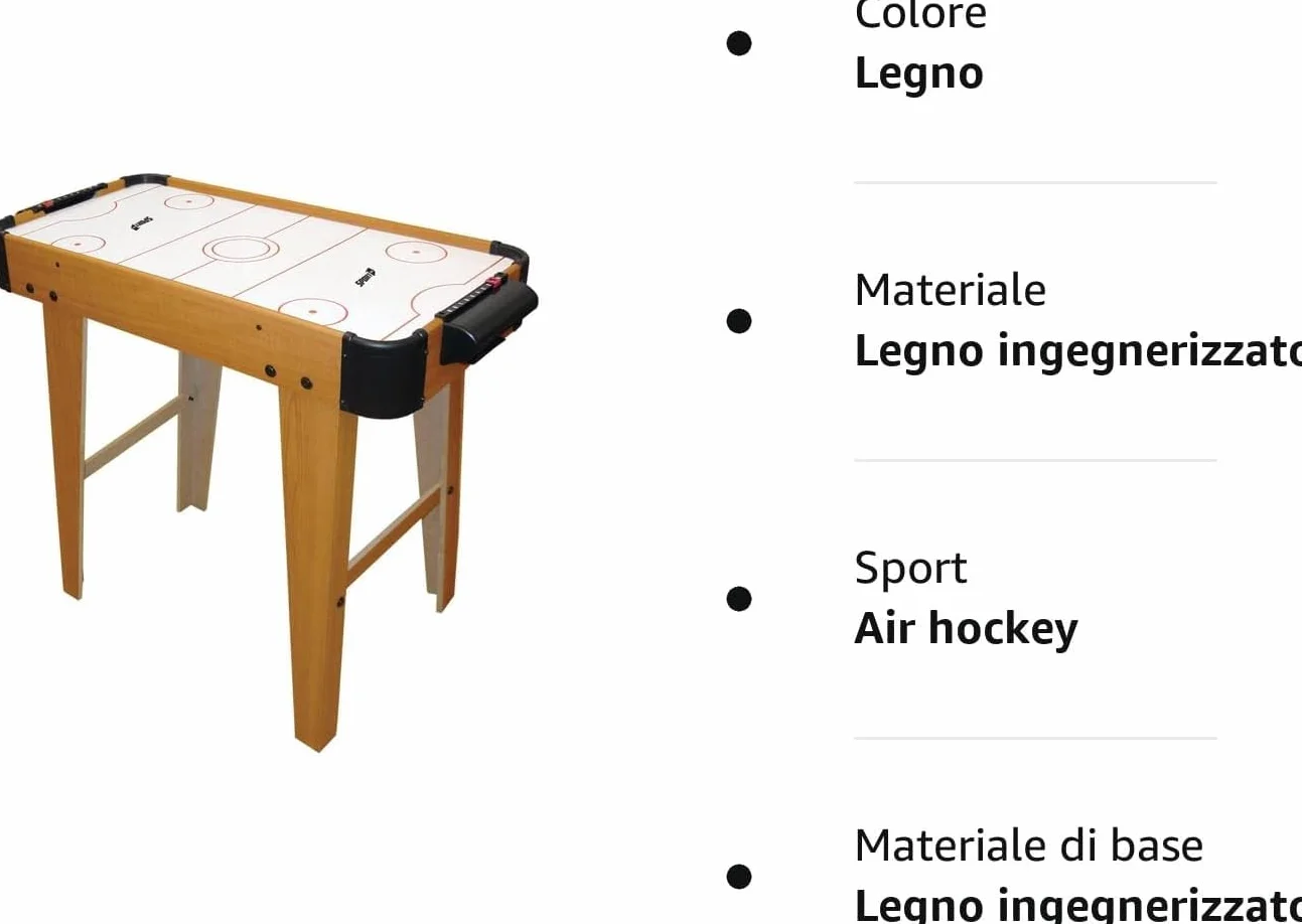 Air Hockey Compact. Gioco con gambe elettrico. Air mini con ventola 12V. Tavolo air hockey Misure 77x37x68cm con 2 manopole e 2 dischi inclusi. Completo di segnapunti integrato. Idea regalo