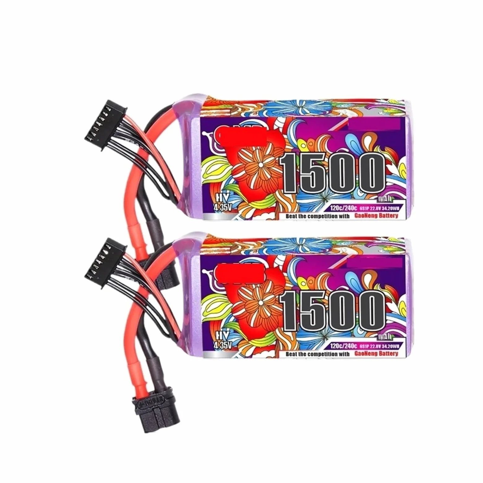 Batteria Lipo 6S 1500mAh 120C/240C, Compatibile con Batteria RC Helicopter Quadcopter FPV Racing Drone XT60 22.8V(2PCS 1500mAh 6S)