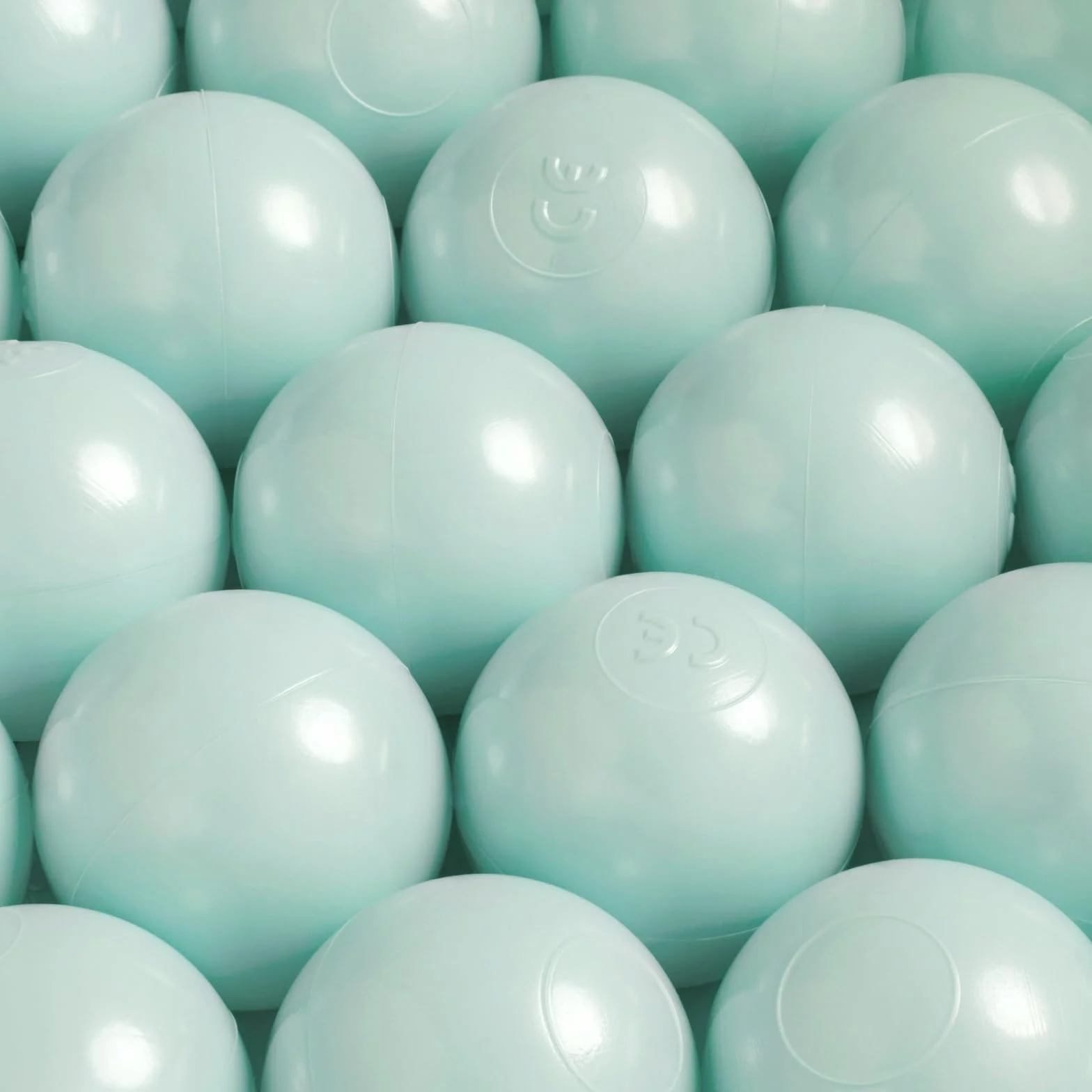 MISIOO Adorabili palline da bagno per palloni, 50 pezzi, 6 cm, plastica sicura, atossica, resistente allo schiacciamento, colore menta, giocattolo per bambini a partire da 1 anno