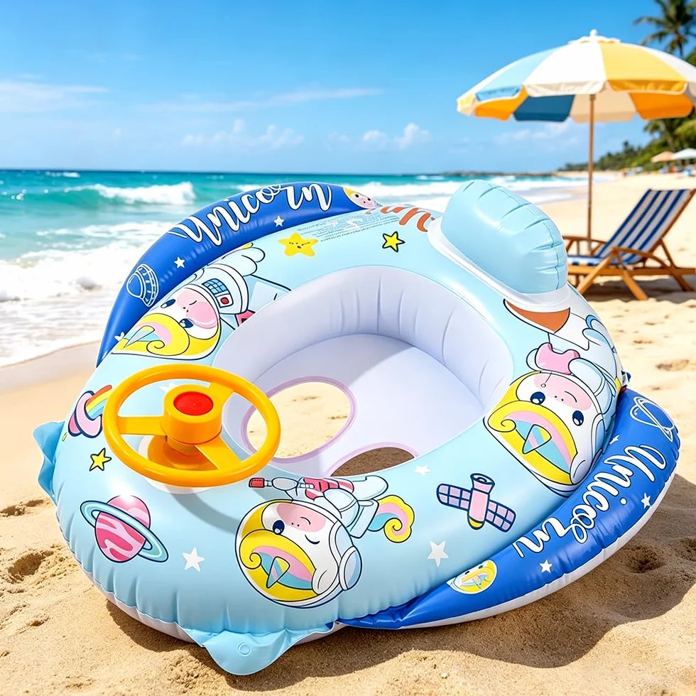 Unicorno Anello di Nuoto Neonato,Giocattoli Galleggianti per bambini,Galleggiante Gonfiabile con Sedile e Volante,Unicorno Giocattoli Galleggianti,Salvagente Gonfiabile per Bebè 6 Mesi a 36 Mesi