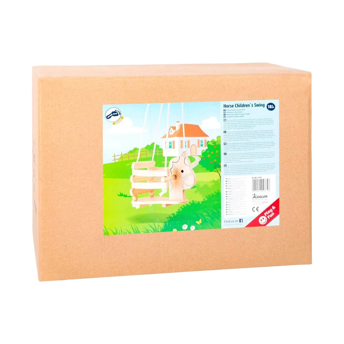 4774 Altalena per bambini "Cavallo" in legno small foot, con bordi e maniglie per una seduta indipendente, da 2 anni