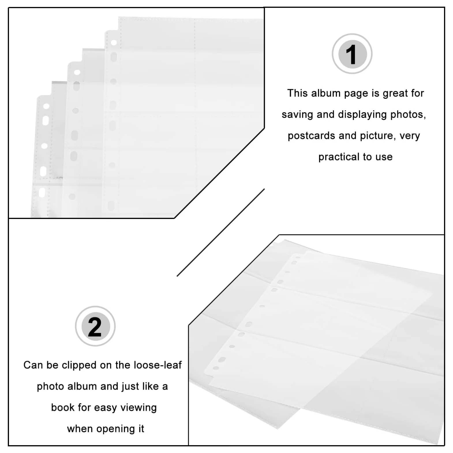 Abaodam 50 Pagine Porta Carte in Pvc, 9 Tasche per Foglio, Trasparenti, per Carte Collezionabili e Foto, Protezione per Raccoglitori
