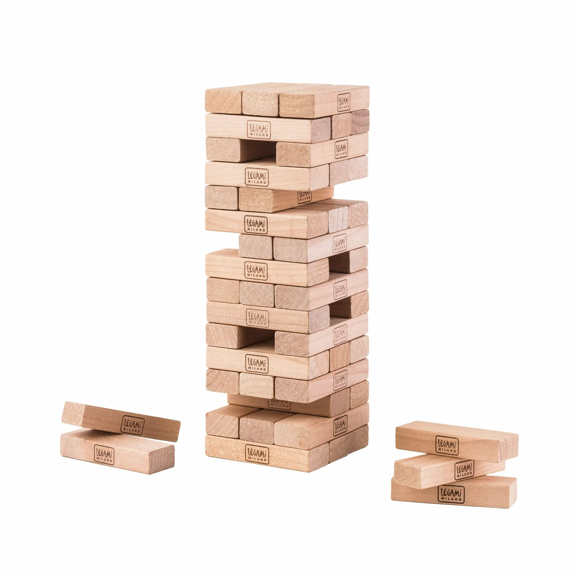 Legami - Gioco della Torre traballante, con 48 Mattoncini in Legno, 7,4x23,3 cm