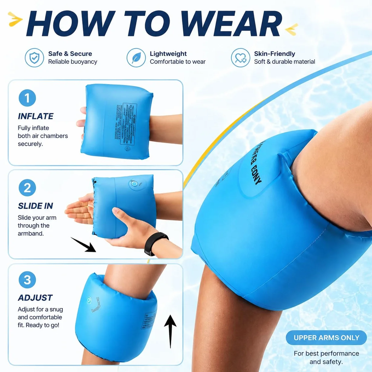 Braccioli Bambini 1-6 Anni – Aiuto per il Nuoto – Gonfiabili Rotondi Sicuri e Comodi per Piscina e Nuoto, Adatti a Bambini 6-30 kg(Arancione))