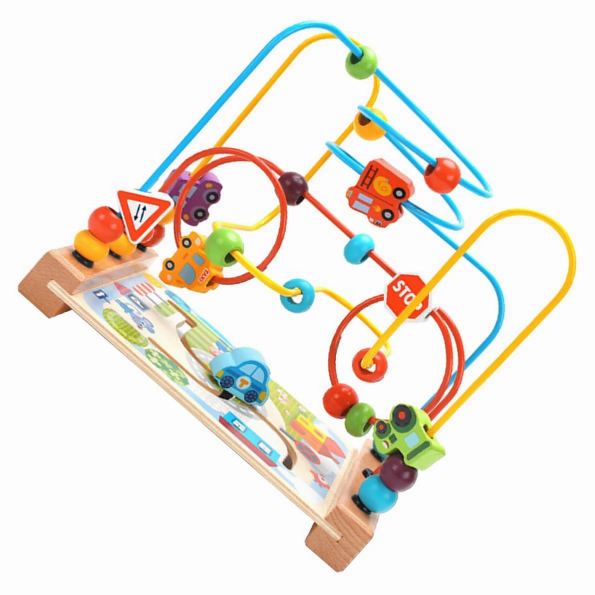 Toyvian Gioco Labirinto di Perline in Legno Rotondo per Ragazzo Ragazza | Struttura in Ferro, Tema Oceano, 1 Pezzo, Gioco Educativo per Sviluppo Cognitivo e Manualità