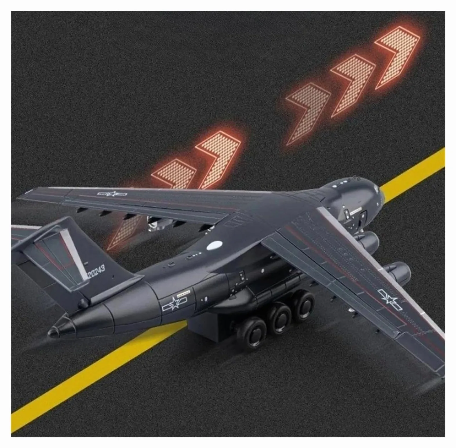 Modello in Piccola Scala Aerei 1:180 per Y-20 Modello di Aereo da Trasporto Pressofuso in Lega Luce Sonora Porte Aperte Tirare Indietro Ornamento Kit di Costruzione di Modelli
