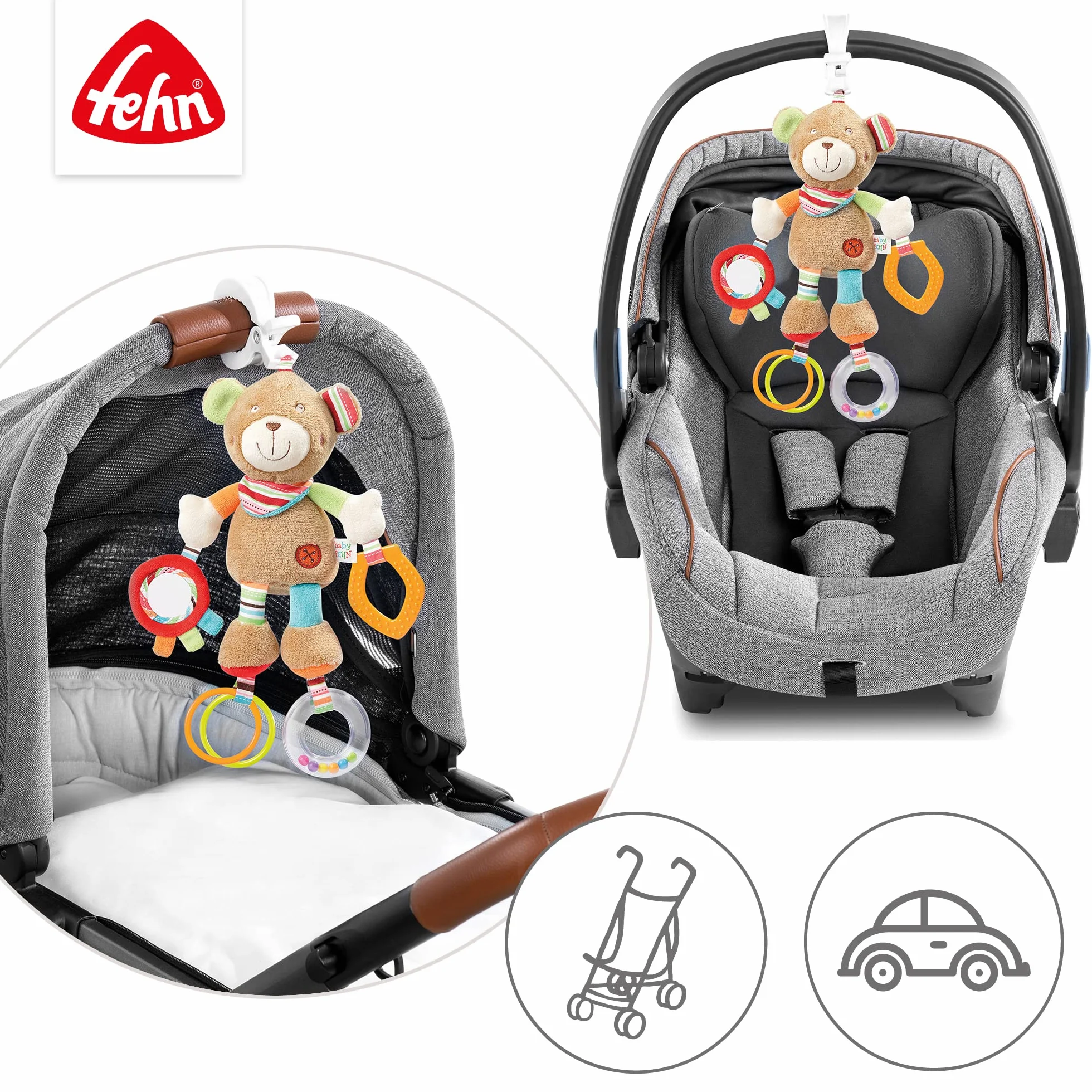 Fehn Attività orso Giocattoli motori per passeggini neonati 0+ mesi