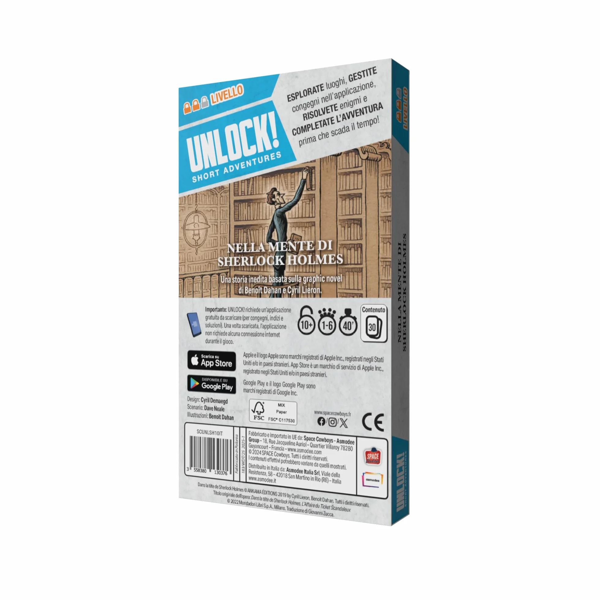 Asmodee Unlock! Short Adventures Nella Mente di Sherlock Holmes Gioco da Tavolo Enigmi 10+ Anni 1-6 Giocatori