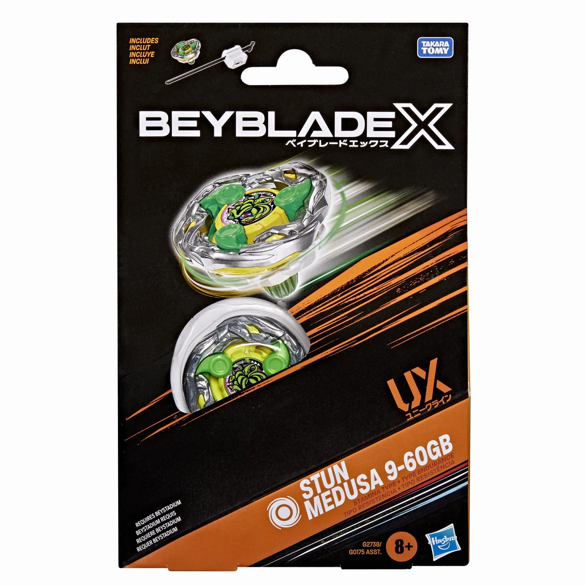 Hasbro Beyblade X Set Starter Pack Stun Medusa 9-60GB UX con trottola di Resistenza e Lanciatore Takara Tomy