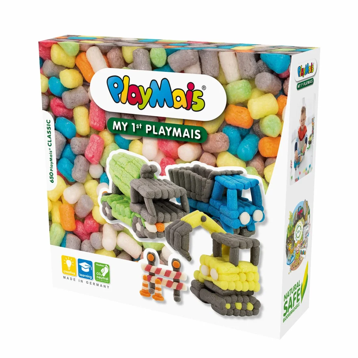 Playmais Basic Il Mio Primo Kit Creativo I Cantiere, per Bambini da 3 Anni in su I 650 Pezzi, con Modelli e Istruzioni I Giocattolo Naturale I Promuove la creatività e l'abilità motoria