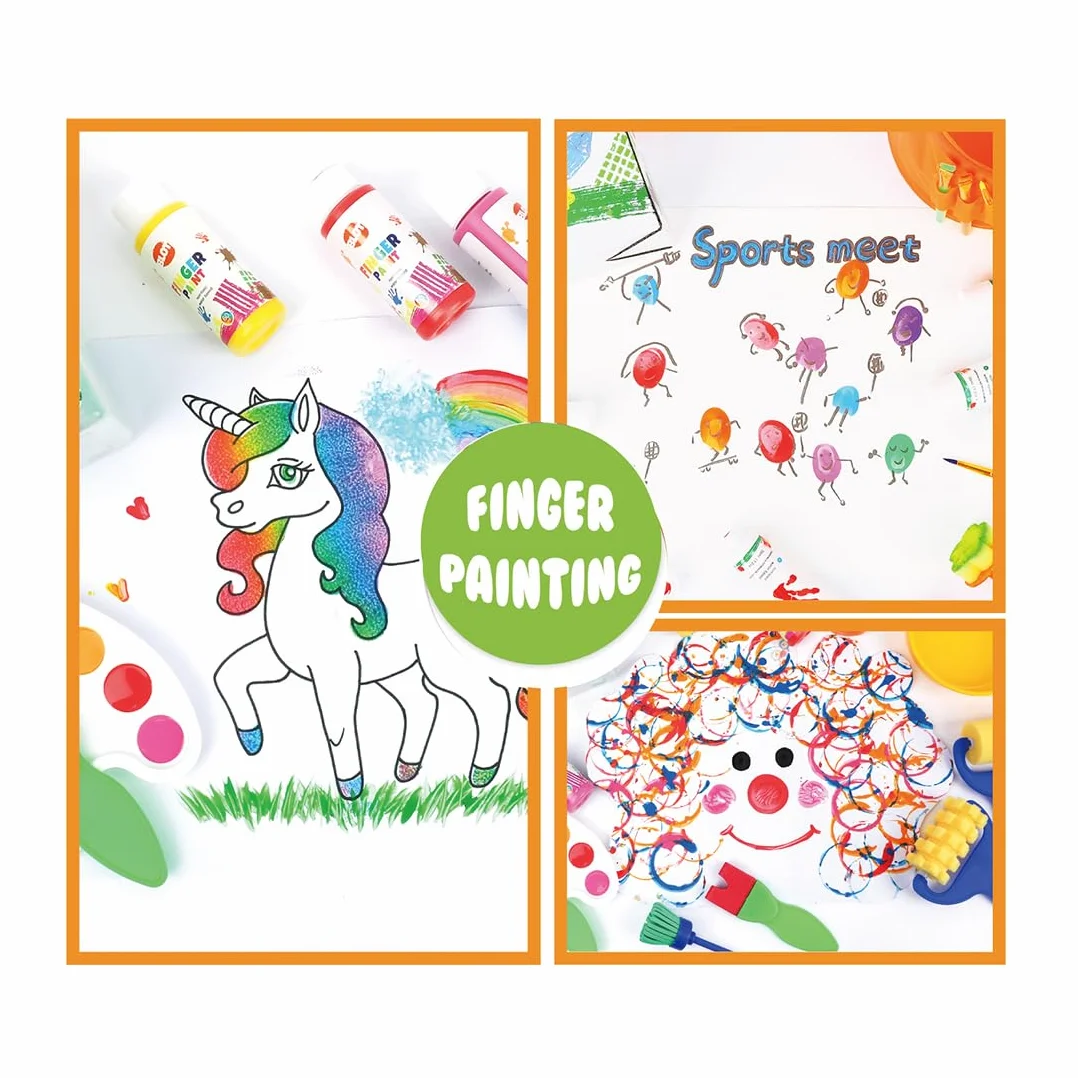 BLOT Colori a Dita per Bambini Lavabili Pitture Dita Bambini Non Tossico con Spugna Pennelli Tavolozza per Dipingere Apprendimento Precoce Disegno Regalo