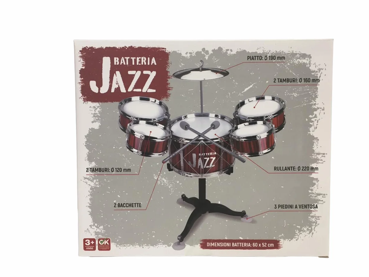 Batteria per Bambini Batteria Jazz Drum Set Batteria Giocattolo per Bambini Mini Drum Set Strumenti Musicali con 5 Tamburi 1 Piatto 2 Bacchette Strumento Musicale a Percussione Educativo (A)