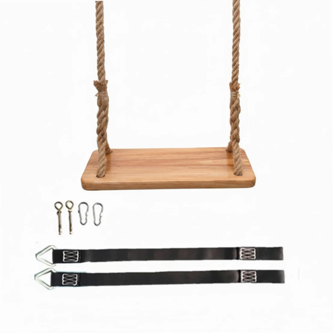 Altalena a trapezio, altalena in legno per esterni, legno di olmo spesso per bambini con corda resistente e parti metalliche, interno/esterno per bambini e adulti, sedile da 15, 75x6, 30 pollici con