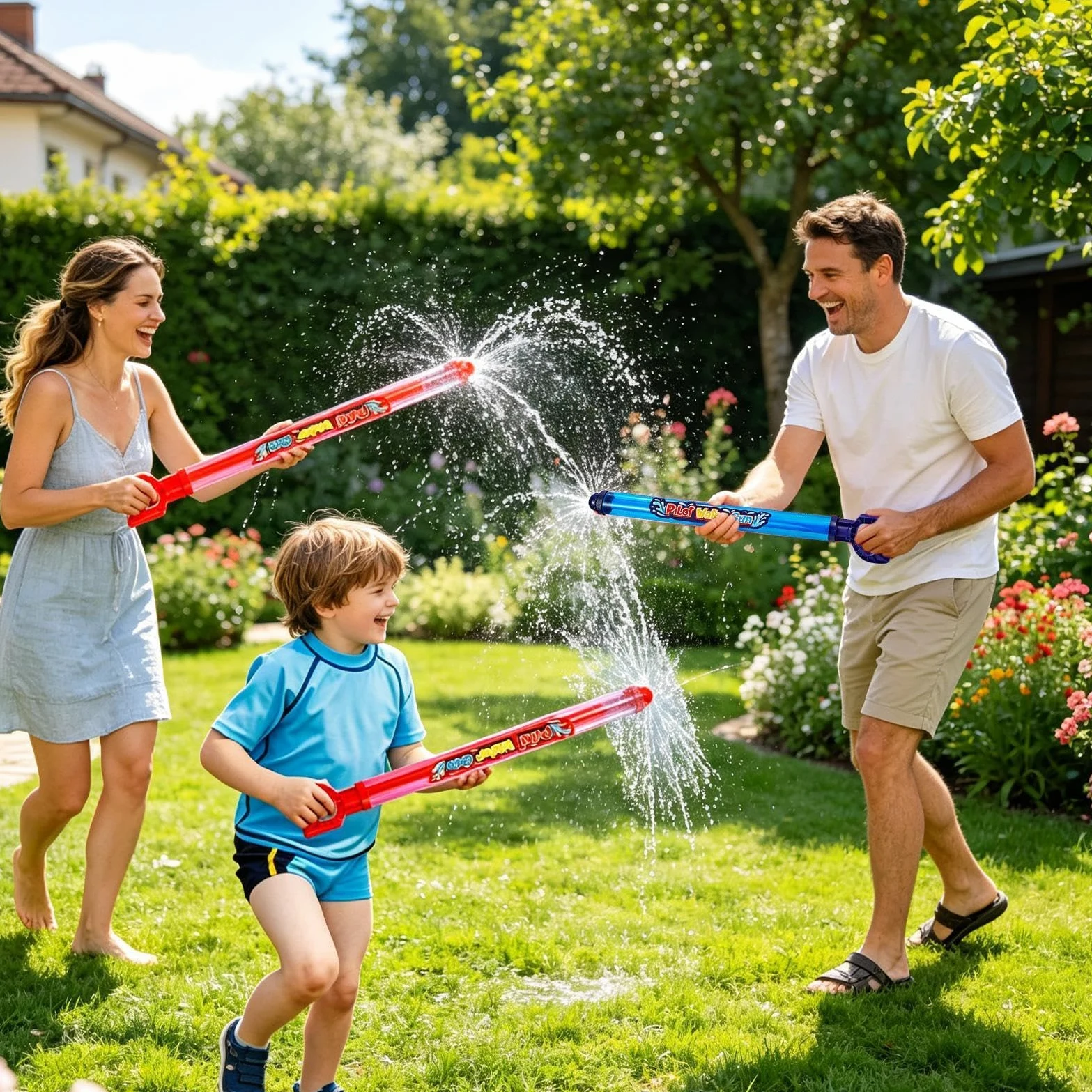 Spruzzatore Acqua 2 Pezzi Grandi Estraibili Interattivi | Soaker Toy per Giochi d'Acqua Estivi per Bambini Per Maschi e Femmine Famiglia Giardino Cortile Piscina Spiaggia all'Aperto