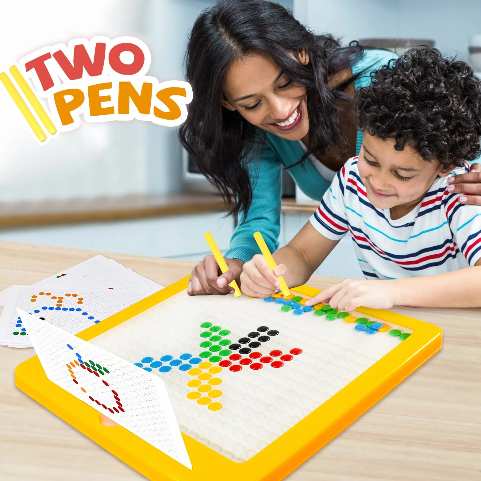 Tavola magnetica da disegno per bambini dai 4 agli 8 anni, lavagna magnetica per bambini da 1 a 3, con 2 penne, 10 flash card e fagioli, giocattoli Montessori per ragazzi e ragazze