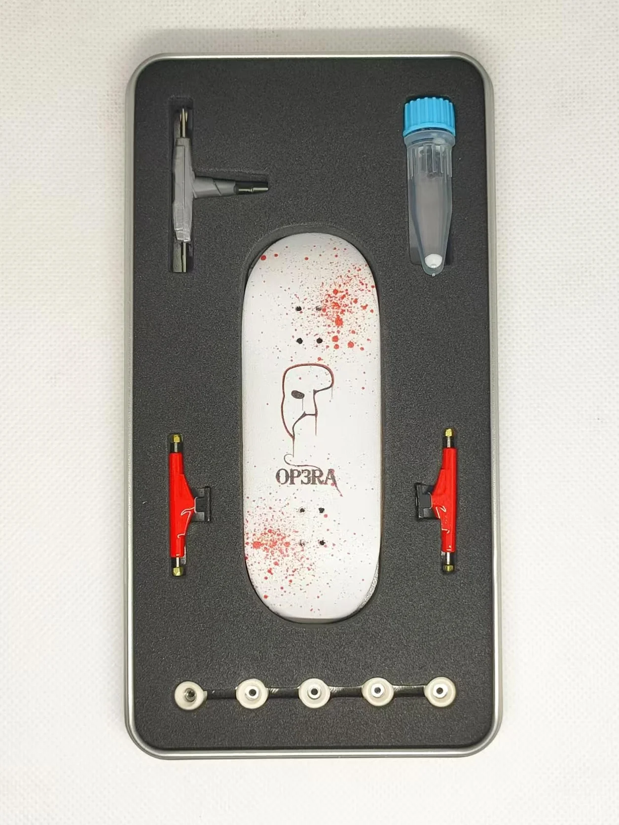 LEEFAI Tastiera professionale completa 34 x 96 mm in legno d'acero, con stampa UV, ruote con cuscinetti in uretano 65D, sostituiscono boccole, Op3ra Bloody Mess Edition