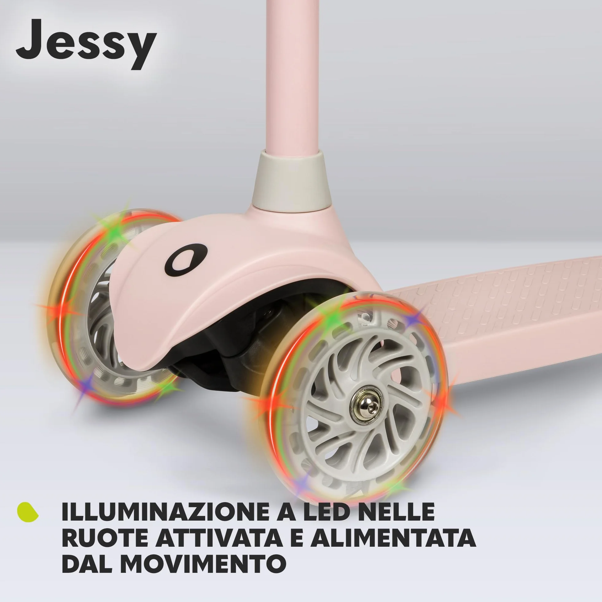 Lionelo Jessy Monopattino Evolutivo per Bambini 3+ 50kg Scooter con Ruote LED Pedana Antiscivolo Freno Acciaio Regolabile 4 Altezze Leggero 2.3kg