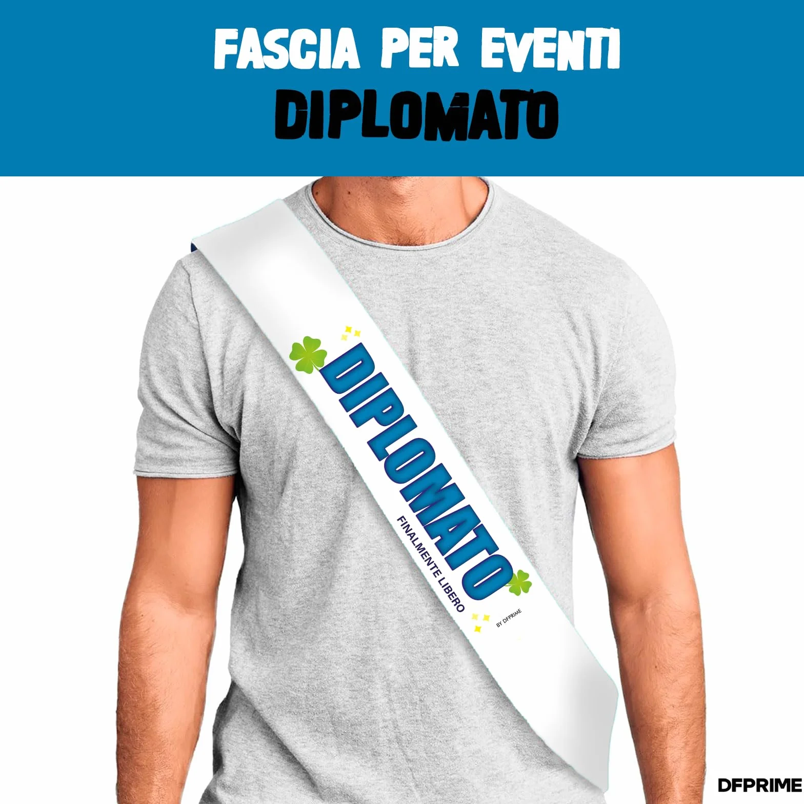 FASCIA DIPLOMATO – Finalmente Libero – Fascia Divertente per Festa di Diploma – Gadget Ironico per Diplomato – Regalo Originale Uomo