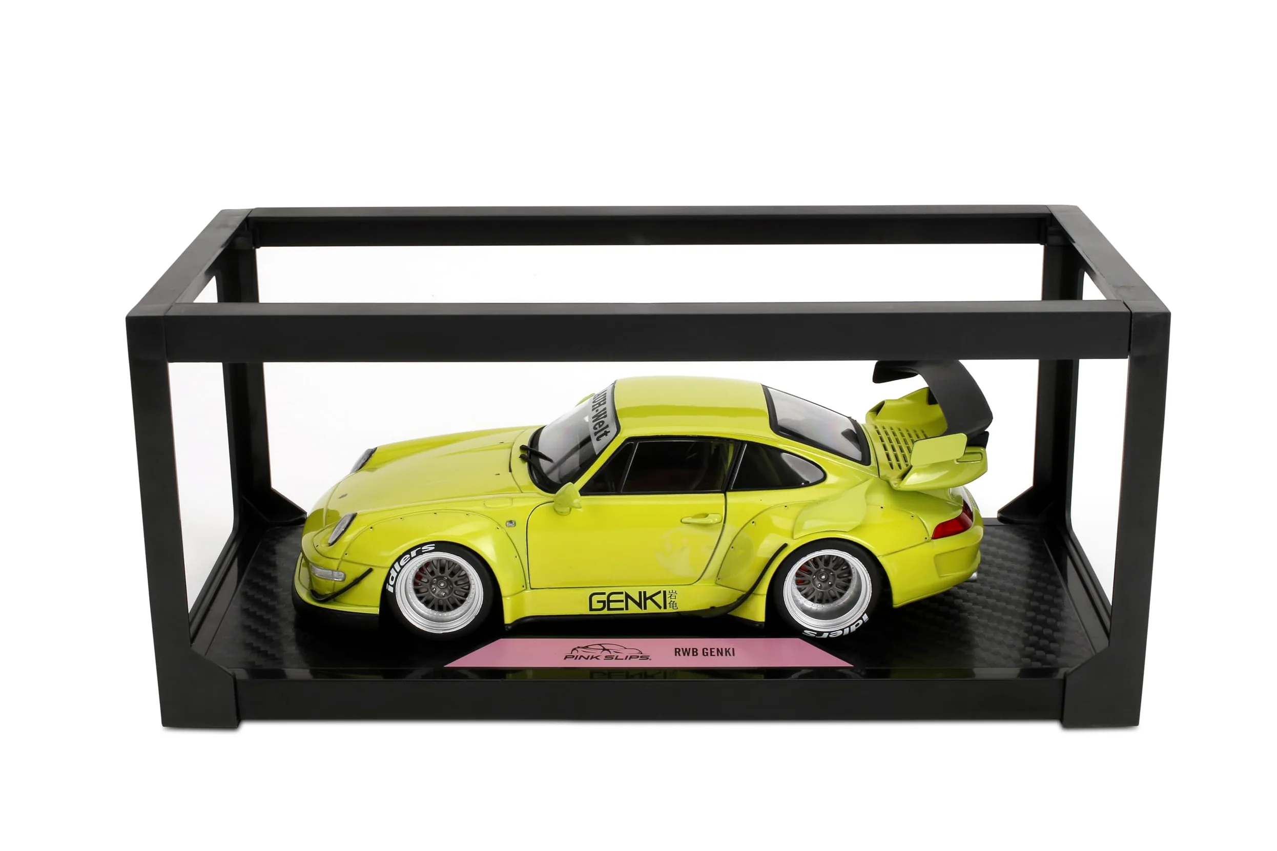 Modellino auto pressofuso in scala 1:18 compatibile con Porsche RWB Genki Yellow Jada Pink Slips 36472