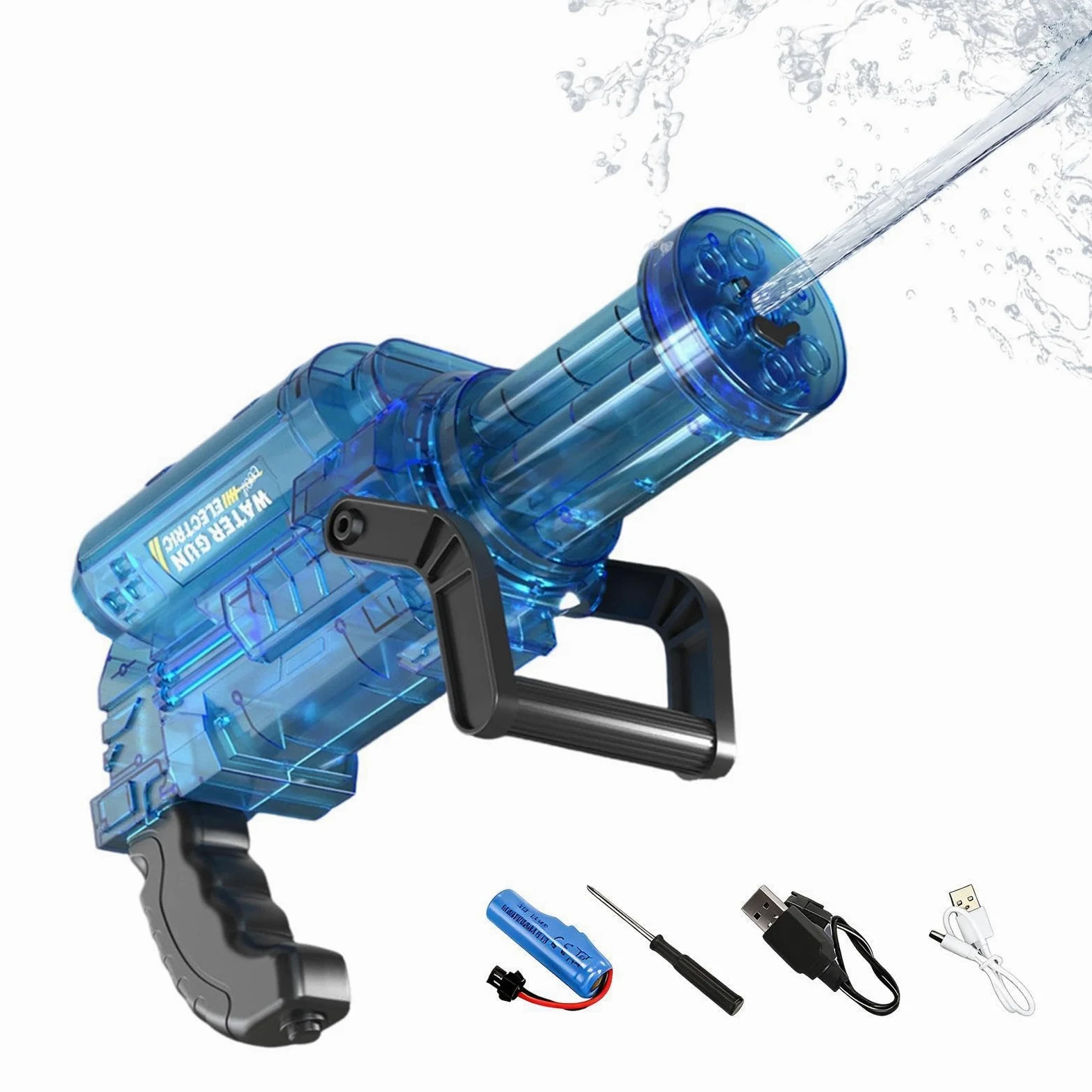 Sparatore d'Acqua Elettrico Sparacqua elettrico con funzione | Giocattolo ad acqua con effetti luce e fiamma per Bambini Attività all'Aperto Giardino Spiaggia Piscina Campeggio