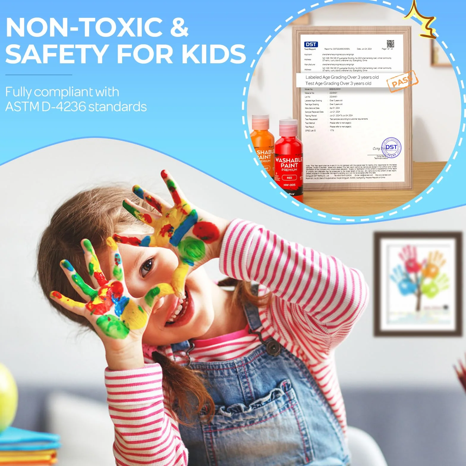 Nicpro Tempere Lavabili per Bambini 12 X 60 ml, colori a dita per bambini atossici, Pittura Per Le Dita Colori Intensi, Colori A Tempera Per Pittura per diy, Artigianato D'Arte, Halloween e Pasqua