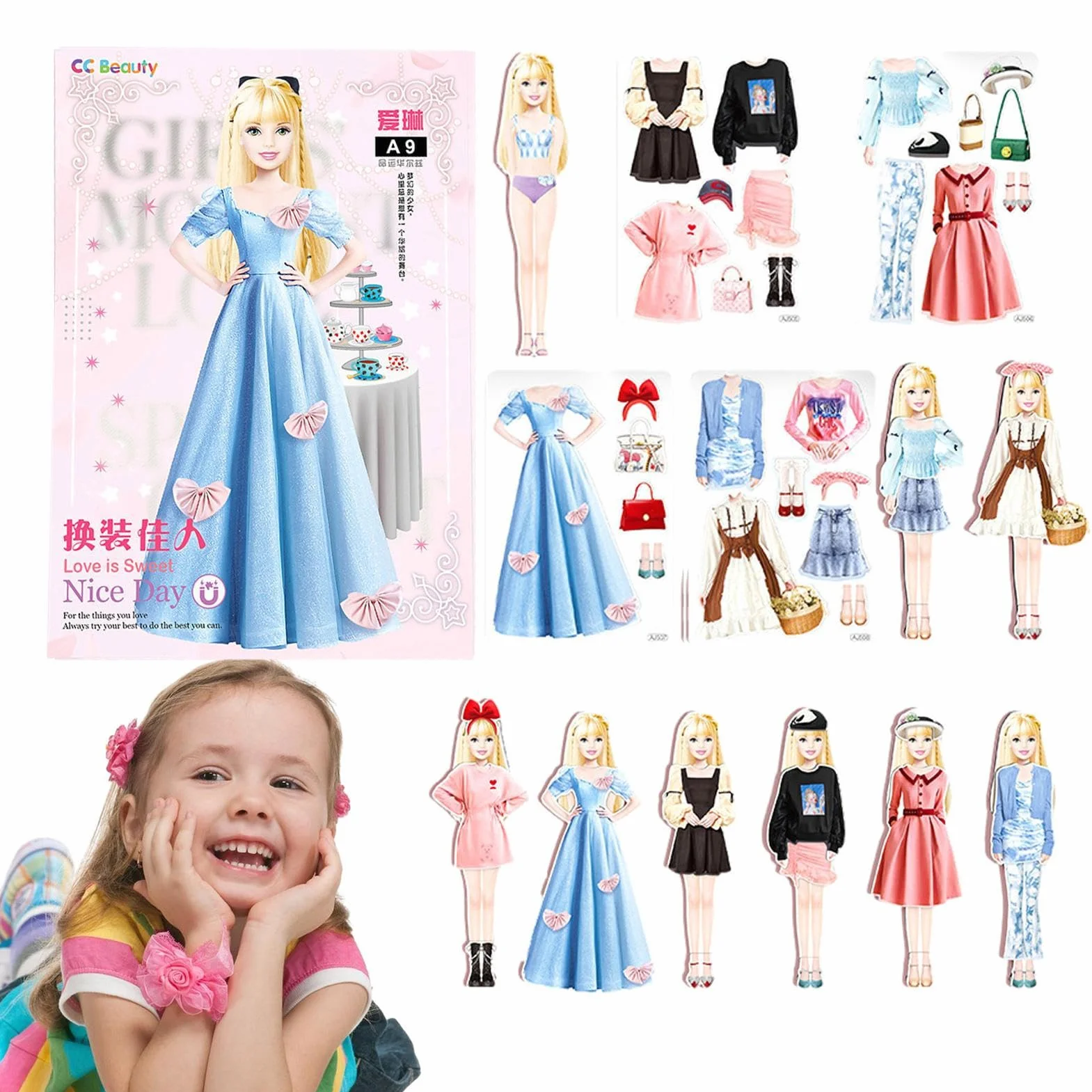Giochi di vestire magnetici, giochi di vestire magnetici, Gioco di abbinamento di vestiti rilassante e divertente, Puzzle magnetico per la principessa, regalo di Natale di compleanno facile da