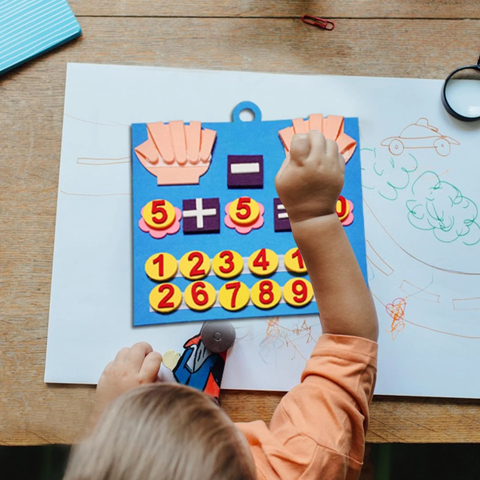Giocattolo con i numeri - Imparare i numeri Tabellone in feltro per dita, manipolatori pr la scuola materna, Manipolatori matematici prescolari per l'educazione precoce, Addizioni e sottrazioni, Asil