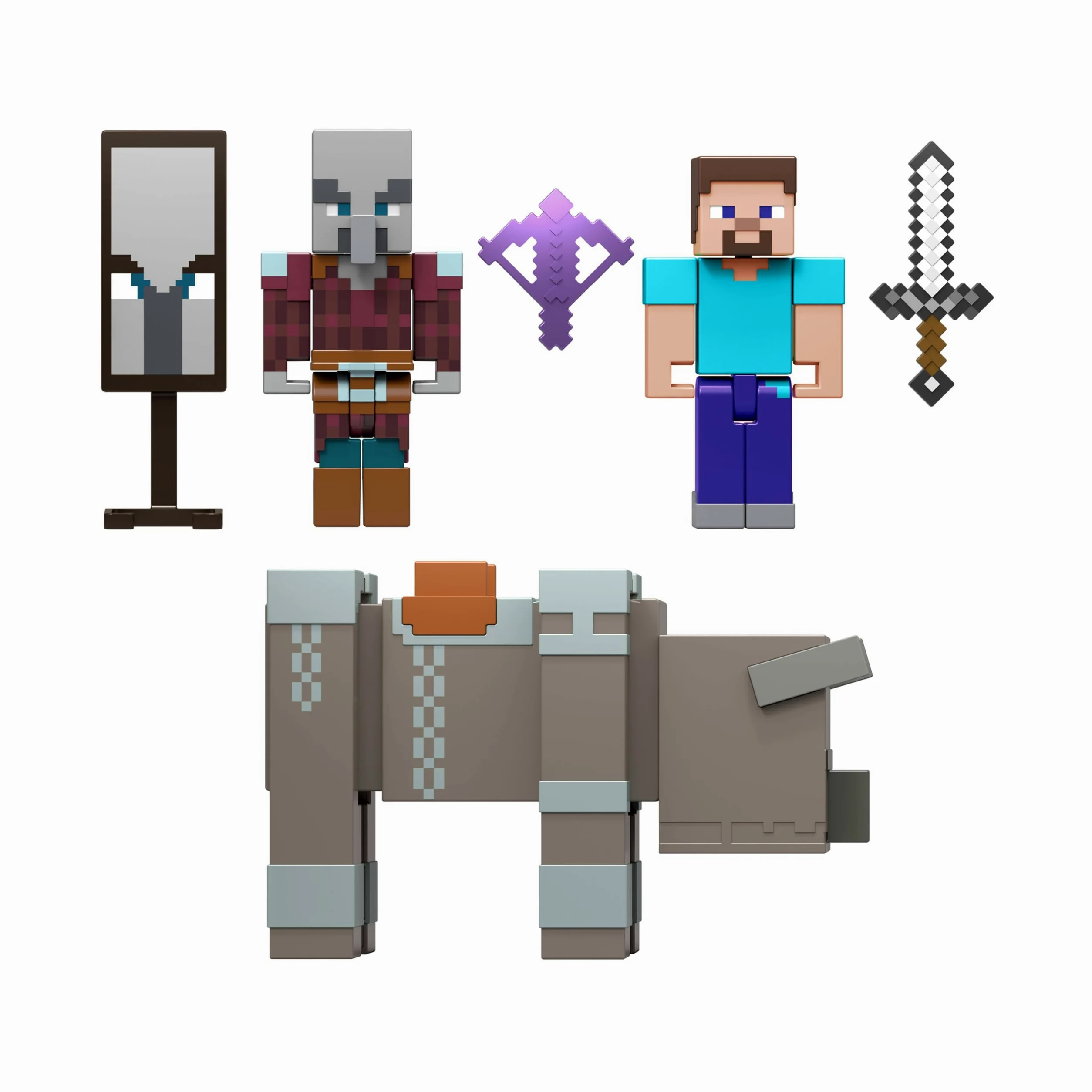Mattel Minecraft Raid nel Villaggio con 3 action figure e accessori | Il set da collezione in scala da 8,3 cm include Steve, per giocatori di videogiochi e bambini (esclusiva Amazon)
