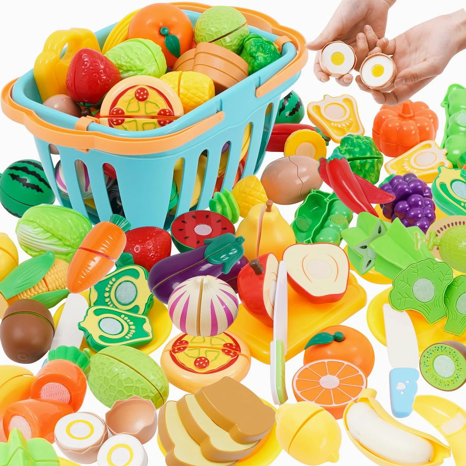 Cucina Giocattolo per Bambini, Frutta e Verdura da Tagliare Giocattolo 75 Pezzi, Accessori Cucina Bambini, Cibo giocattolo per Bambini, Giochi di Ruolo Giocattolo Educativo per Ragazzo Ragazza 3+ Anni