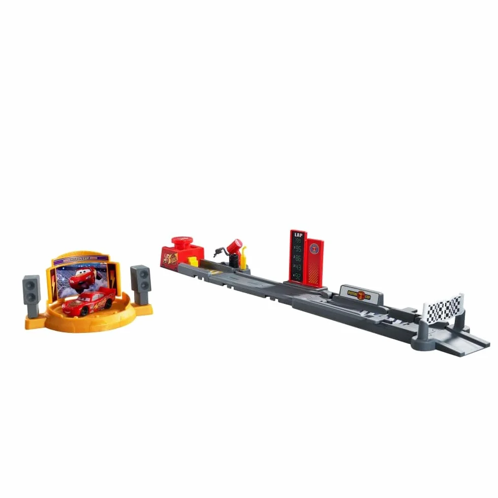 Mattel CARS - Pista di Lancio Piston Cup, set lungo 50+ cm con salti, acrobazie e 2 modalità di gioco, veicolo di Saetta McQueen incluso, giocattolo per bambini, 4+ anni, JDJ02