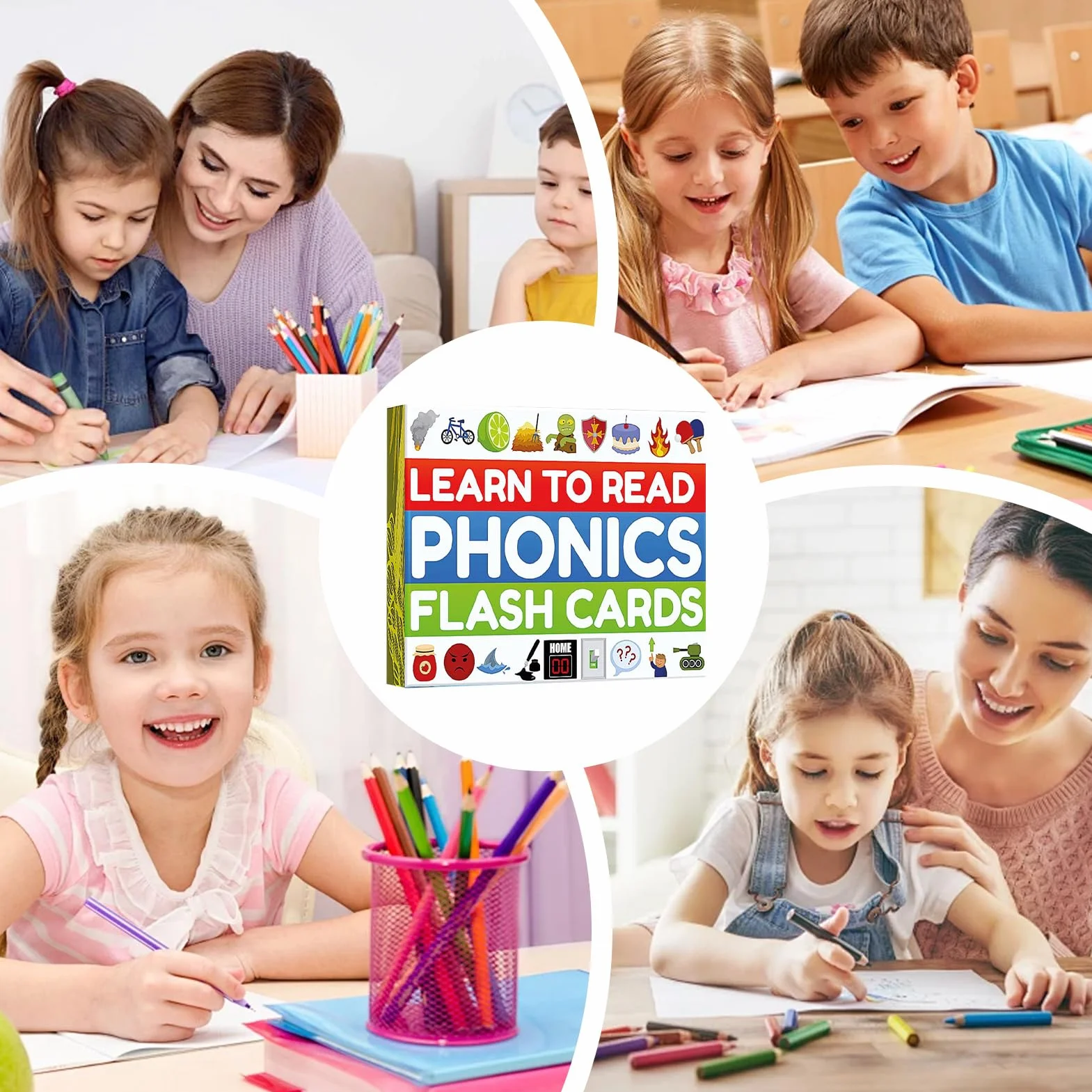 Phonics Set gioco di carte per l'apprendimento 'inglese | gioco e divertimento per bambini e adulti | Impara a leggere fonemi e parole | Connessioni consonanti CVC per consonanti a lunga vocale, 1