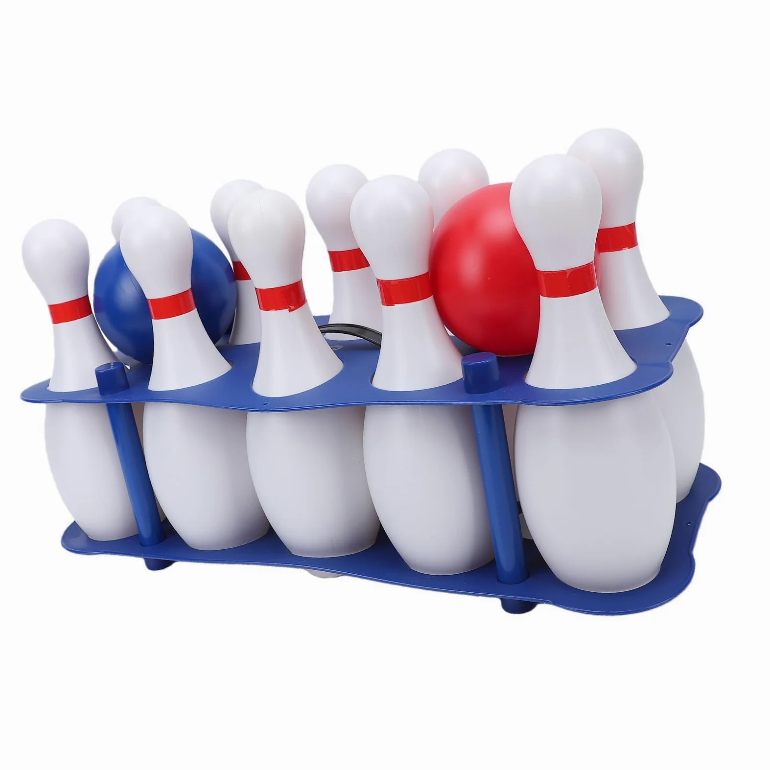 Set da Bowling per Bambini, Durevole, Sicuro, 10 Birilli in Plastica Bianca con 2 Palline Leggere, per Divertimento in Famiglia, Uso Interno Ed Esterno (Bambini dai 3 Anni su)