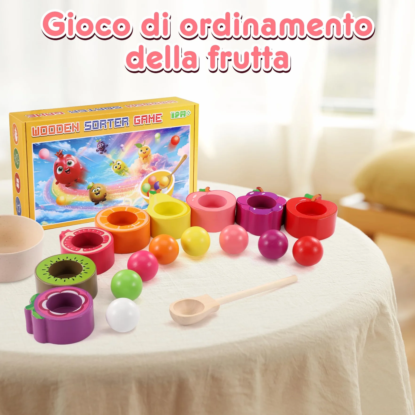 Giochi Montessori 1 2 3 Anno, Giochi Bambini 1 2 3 Anni, Palline Colorate per Bambini, Gioco Bambino 1 Anno, Giochi Legno Bambini 1 Anno