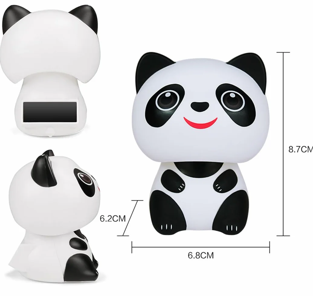 Figurina di Panda Che Annuisce ad Energia Solare, Ornamento per Cruscotto Auto 7,8 cm