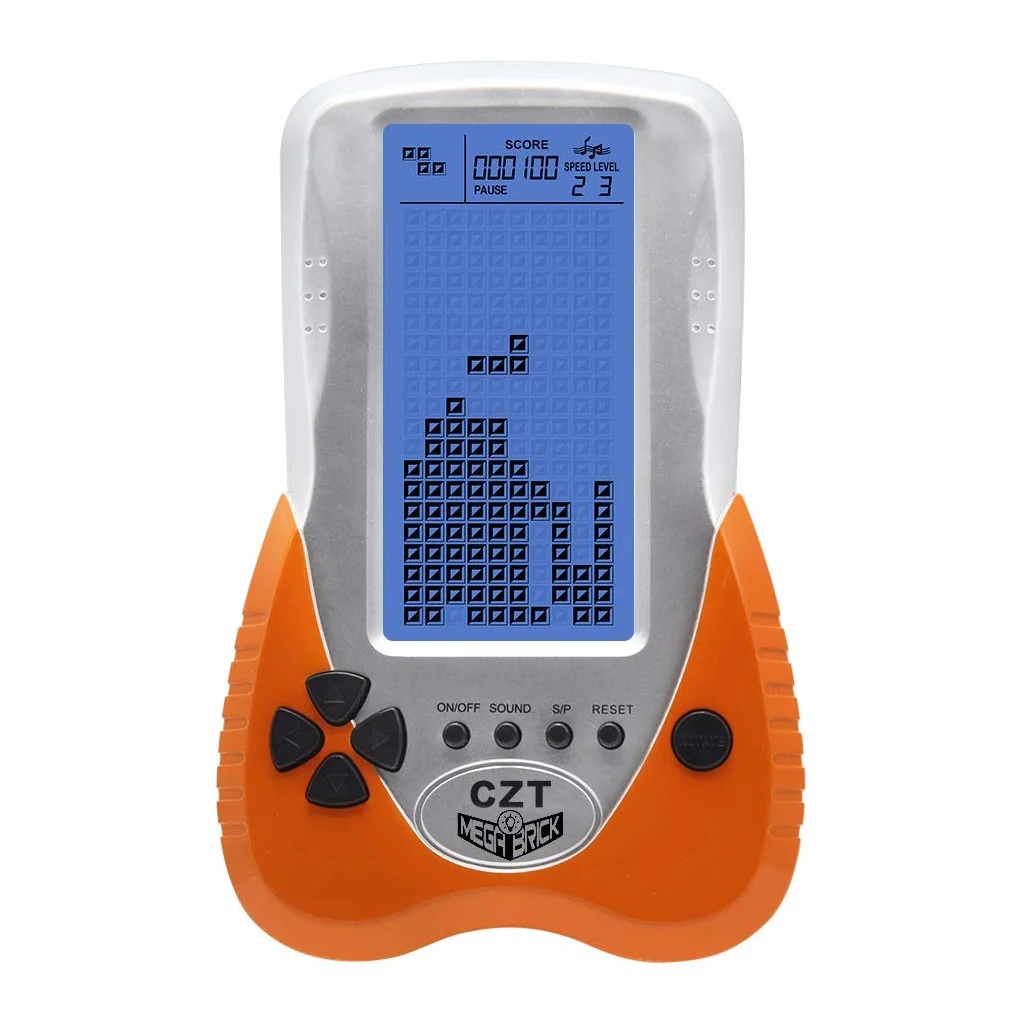 CZT Console di Gioco Mattone retrò Luce Posteriore Blu 23 Giochi Tank Battle Brick può collegare Cuffie Puzzle Gioco Tascabile Palmare Portatile Giocattoli per Bambini Regalo di Natale (Arancione)