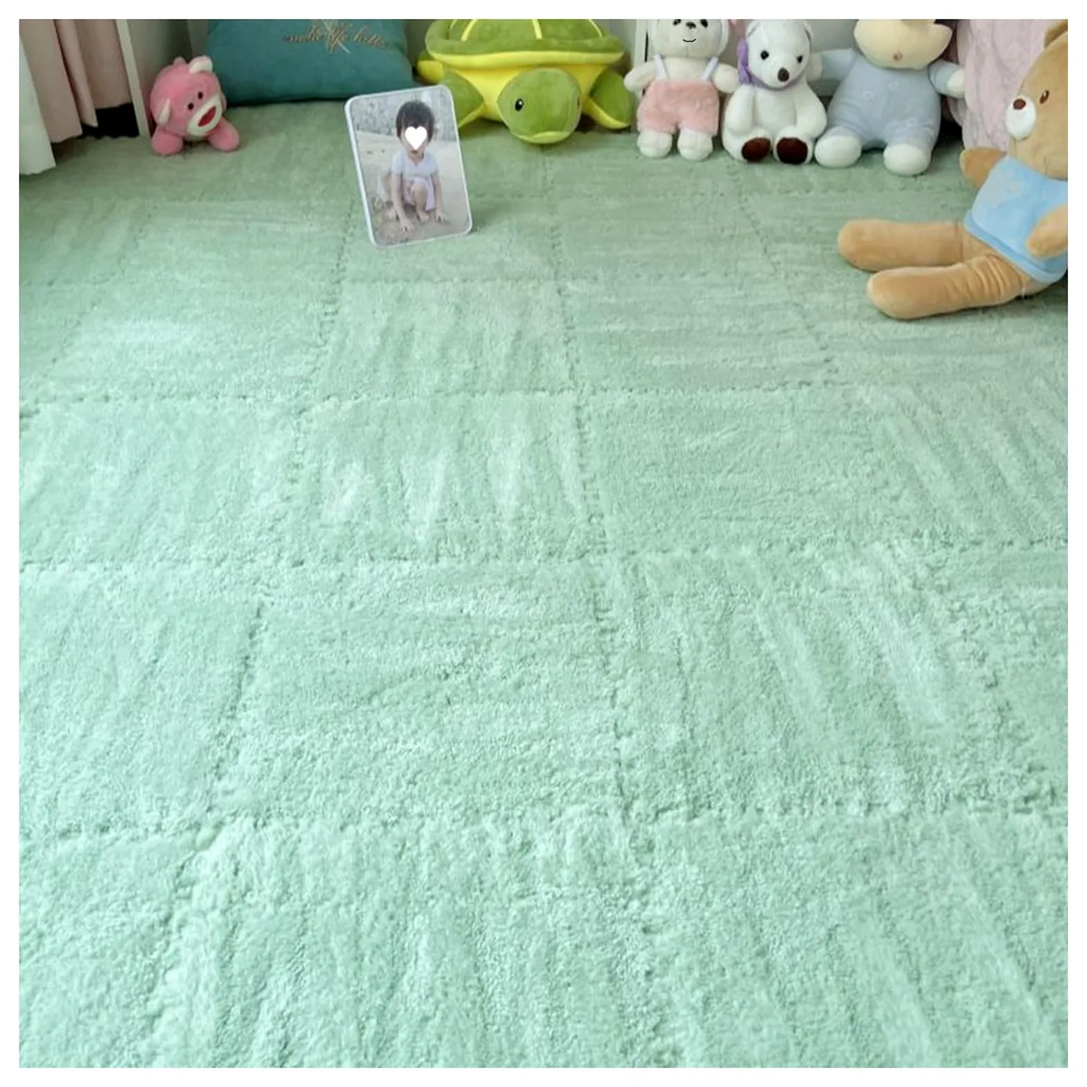 Splice Interlocking Carpet 20 Pezzi Tappetino in Schiuma ad Incastro, Tappeto Antiscivolo a Puzzle, Tappeto Quadrato in Peluche, tappeti ad Incastro in Schiuma,Mint Green