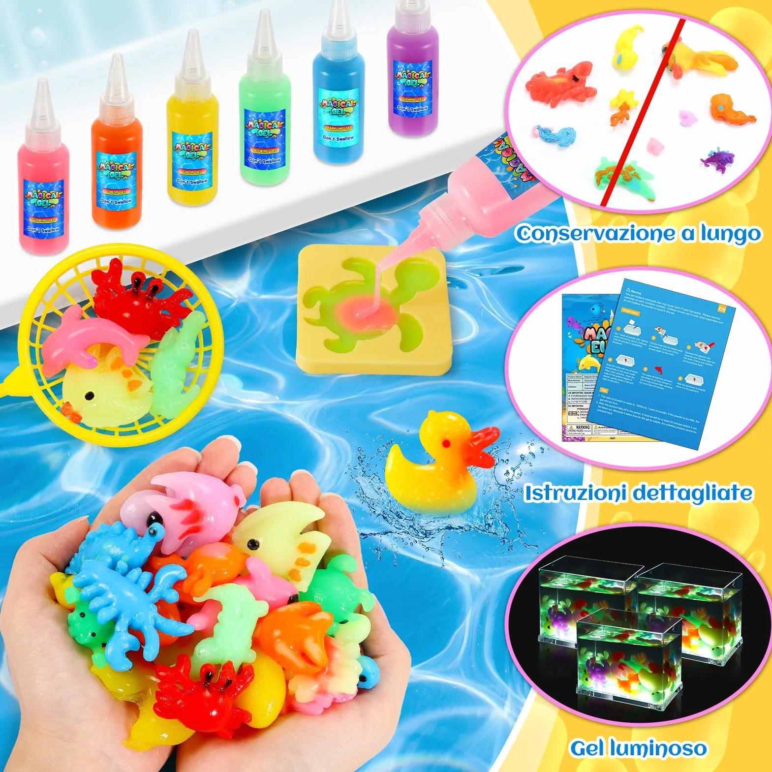 Gel Magico per Creare Folletti d'Acqua Giocattolo Bambini 5-9 Anni Regalo Bambina Giochi da Spiaggia Giardino
