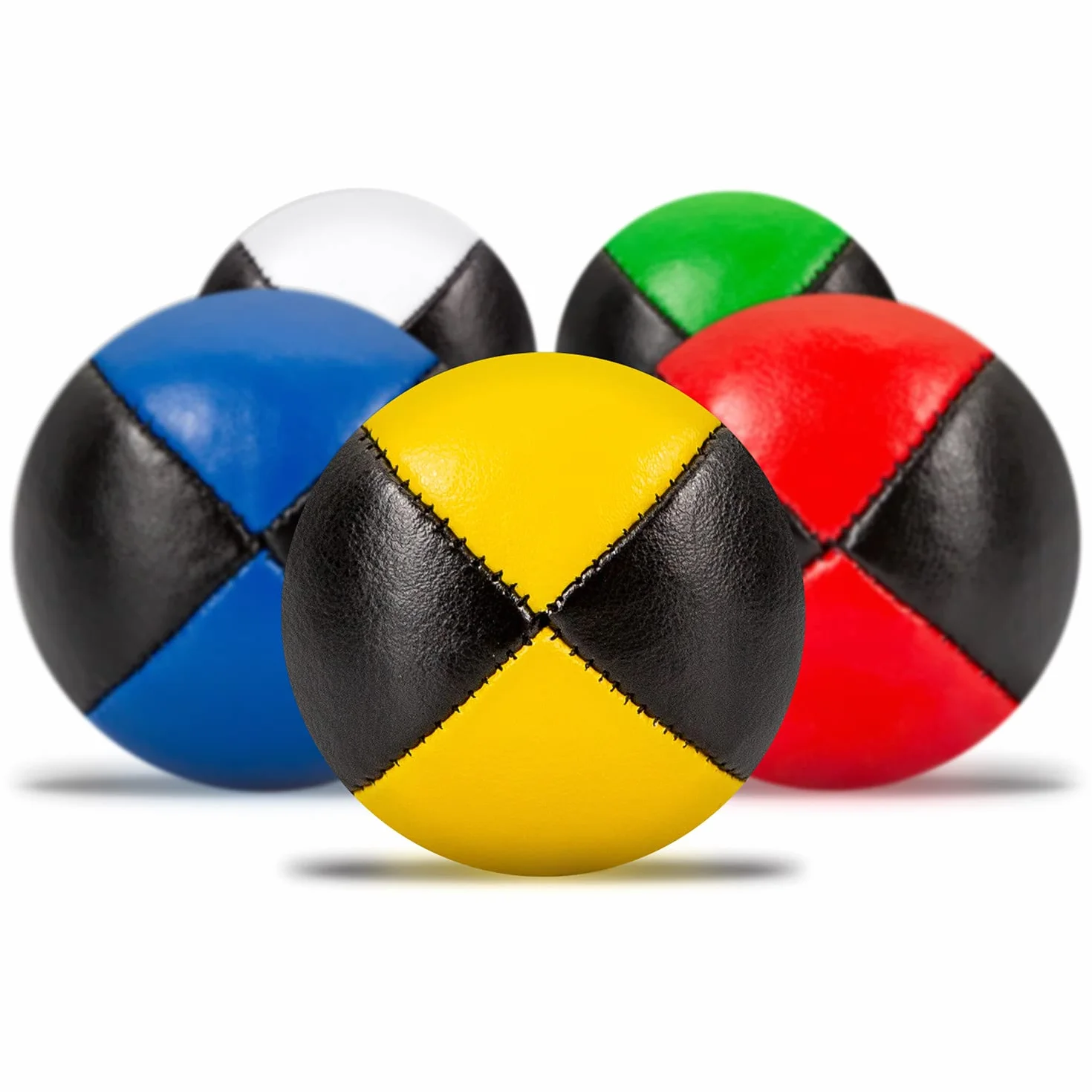 Diabolo Freizeitsport Set di 5 palline da giocoliere da 62 mm, riempite con miglio di uccello sostenibile, in ecopelle impermeabile, per bambini e principianti