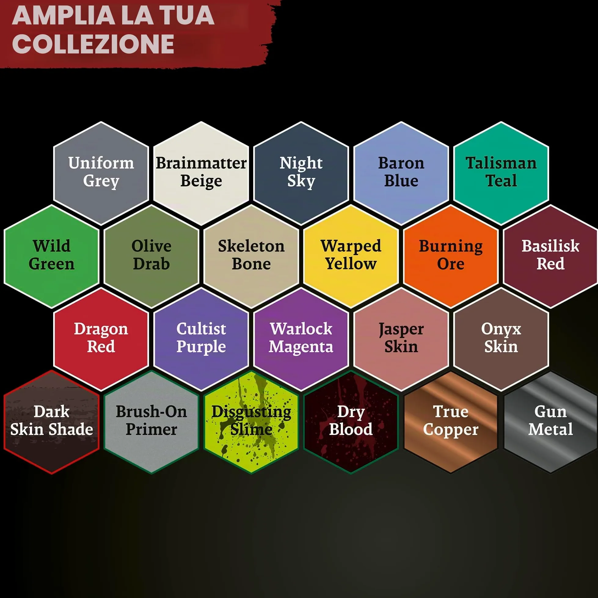 The Army Painter, Warpaints Fanatic Most Wanted Combo Set, 22 x 18 ml | Tonalità di pelle, metallici, effetti, wash, primer, 1 pennello e 1 miniatura, D&D e Warhammer