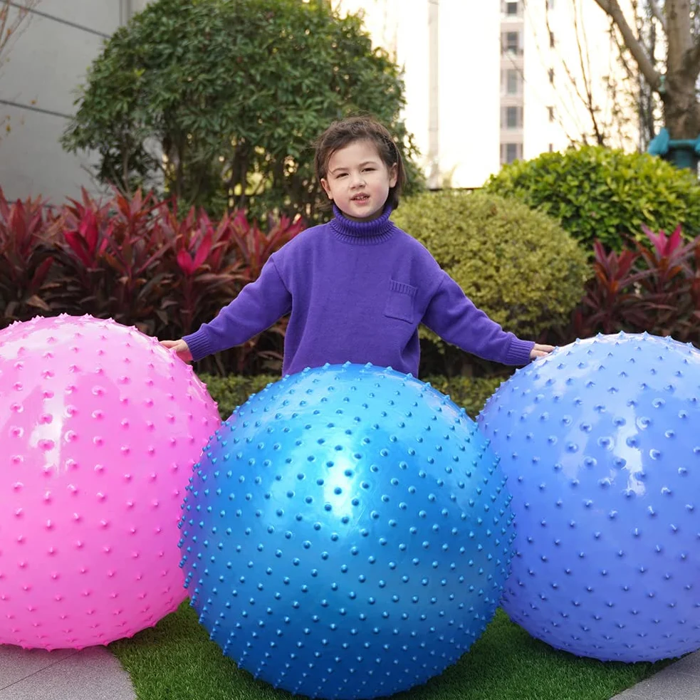 Grande sfera di massaggio sensoriale per i bambini, palline di yoga gonfiabili 85cm, grande palla gonfiabile, palla da esercizio con punte tattili, palle da gioco all'aperto