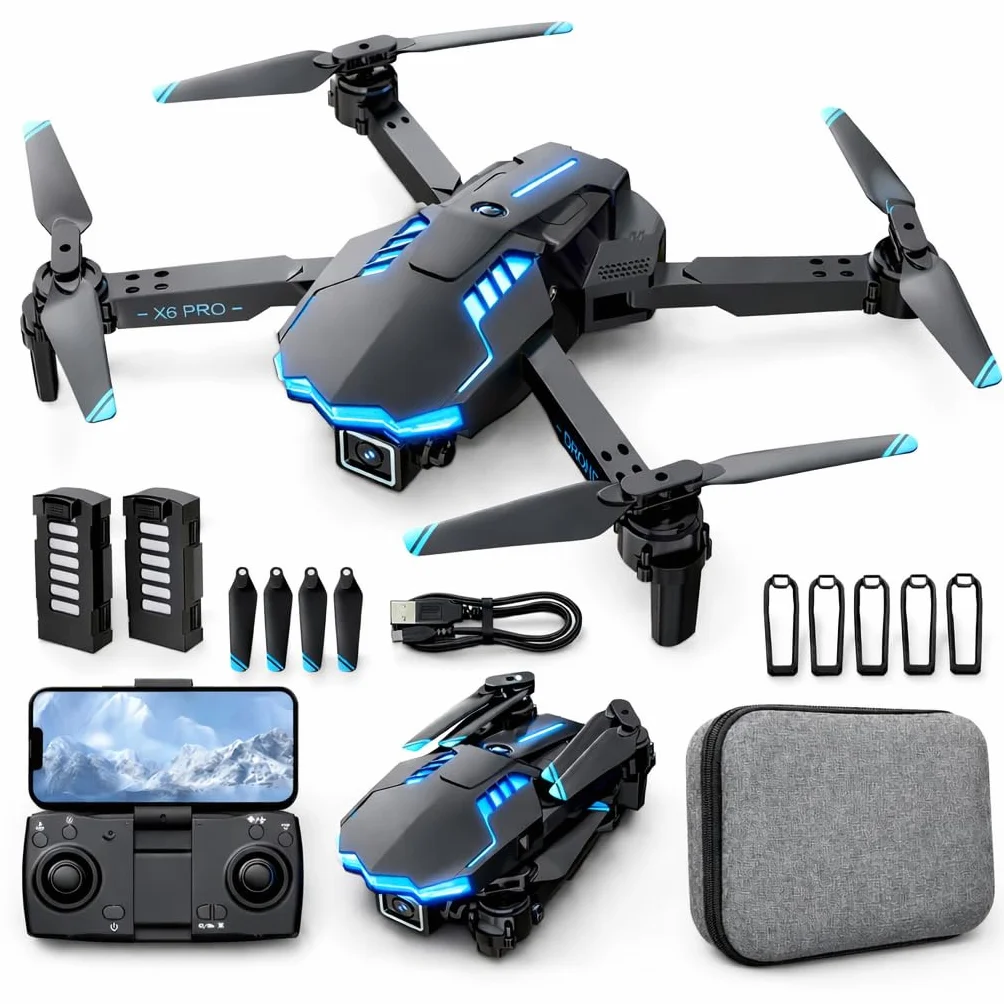 Drone con Telecamera 1080P per Bambini Droni con Motore Brushless, Giocattoli Regalo per Ragazzo e Uomo (White)