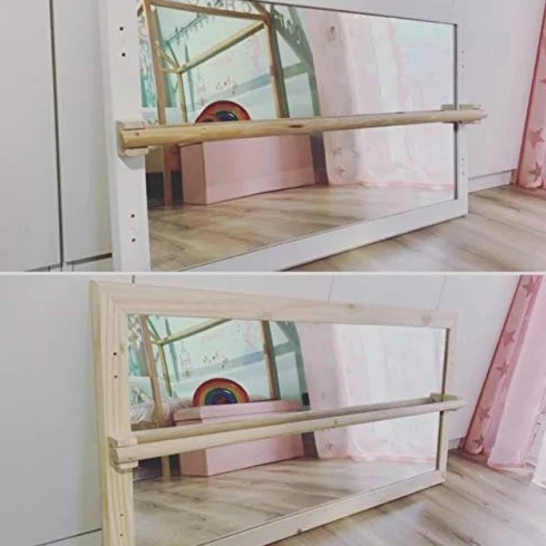Specchio Montessori per i bambini in legno naturale Bianco 100x60cm (metacrilato infrangibile)