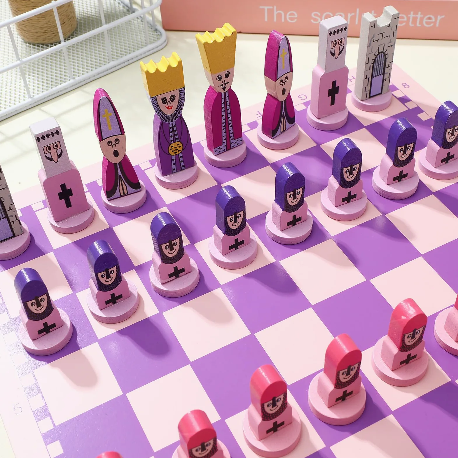 Scacchiera Magnetica da Viaggio Set di Scacchi Pieghevole in Materiale Sintetico Porpora senza Sbavature , Gioco Educativo per Ragazzi e Adulti
