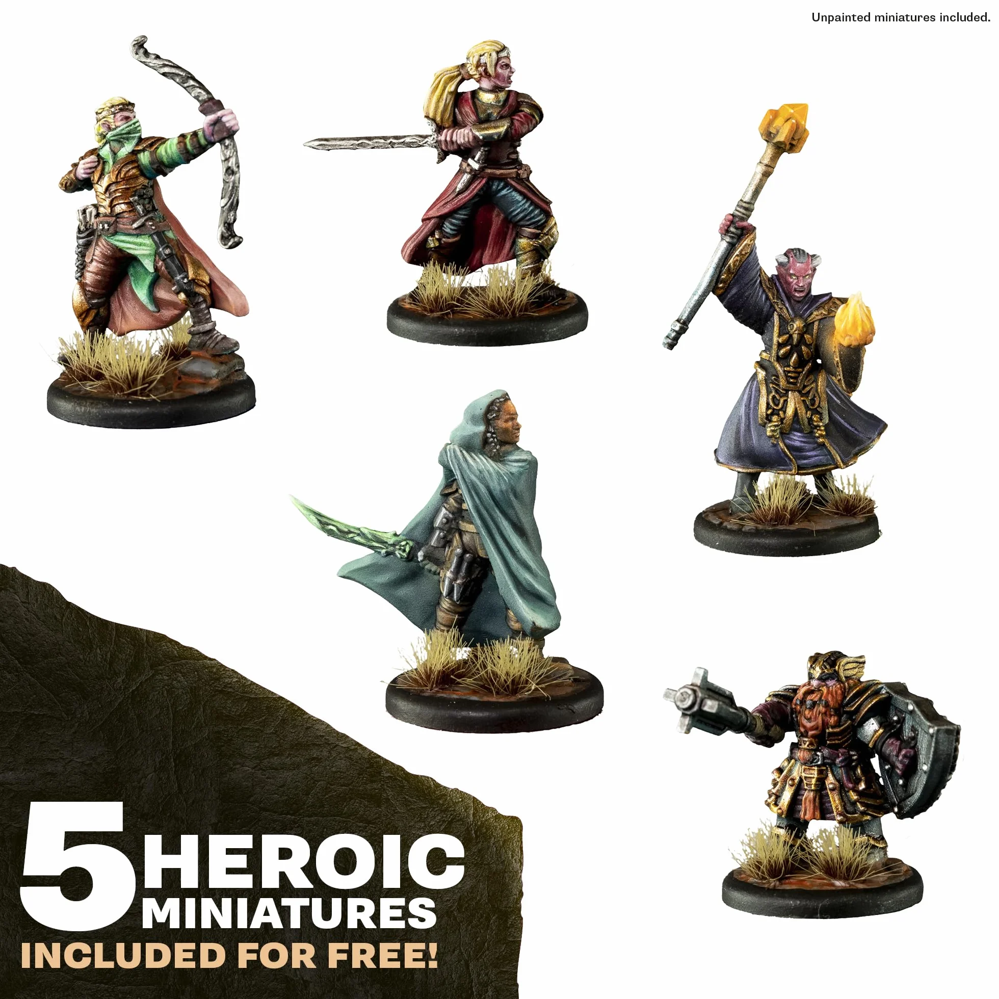The Army Painter, GameMaster: Adventure Starter Role-playing Paint Set, 15 x 18 ml Warpaints Fanatic, incl. primer, 5 miniatures & 1 pennello – per D&D e Warhammer