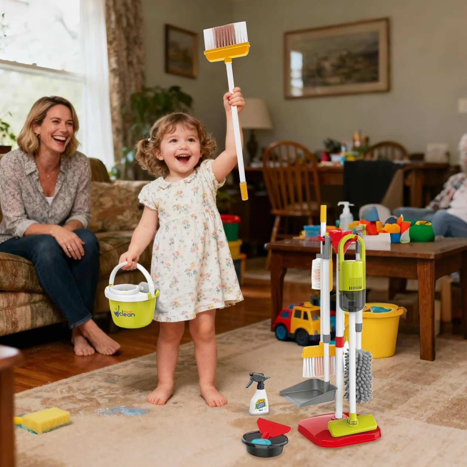Set Di Giocattoli Pulizia Per Bambini Forniture Di Educative Realistiche | Aspirapolvere Giocattolo Per Bambini in Età Prescolare per Apprendimento Precoce e in Casa per Famiglia e Pulizie per Com