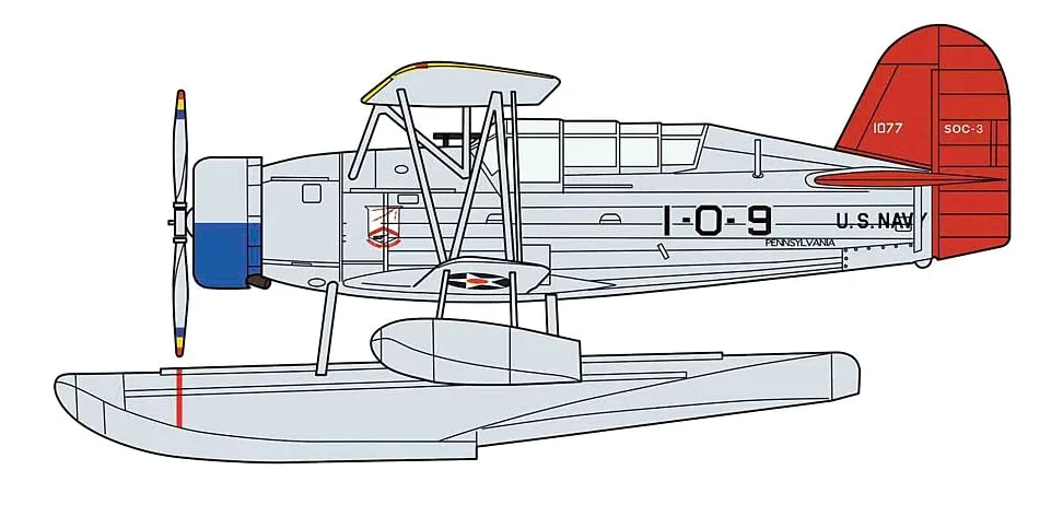 Hasegawa 1:72 SOC-3 Seagull Seaplane - Battleship USS Pennyslyvania - Due kit nella scatola