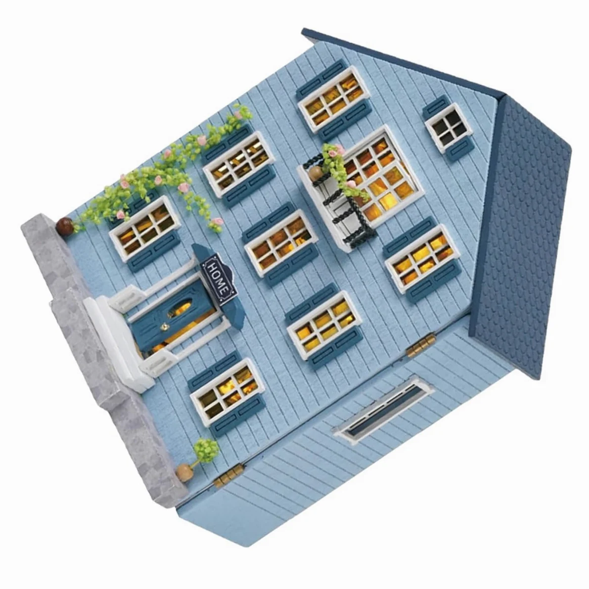 Kit per Casa delle Bambole in Miniatura in Legno con Mobili Set Fai da Te Compatto e Portatile Decorazioni per Villaggi Natalizi e Lavoretti Creativi per e Famiglie